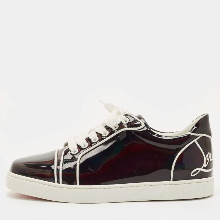 Pre Owned Christian Louboutin Black Patent Leather Fun Vieira Low Top Sneakers Size 40