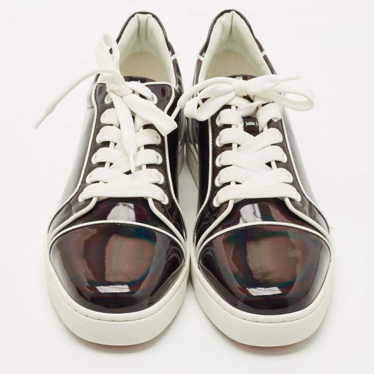 Pre Owned Christian Louboutin Black Patent Leather Fun Vieira Low Top Sneakers Size 40