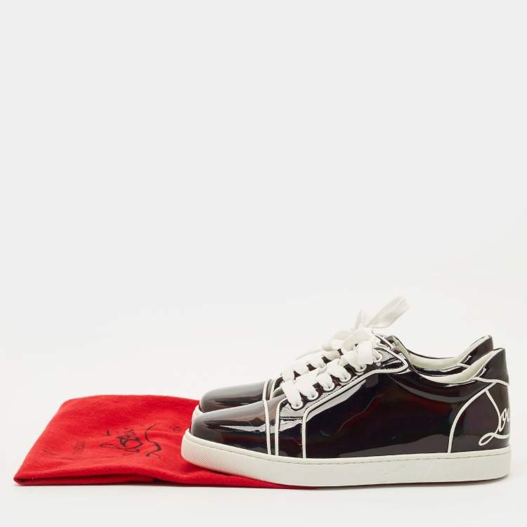 Pre Owned Christian Louboutin Black Patent Leather Fun Vieira Low Top Sneakers Size 40