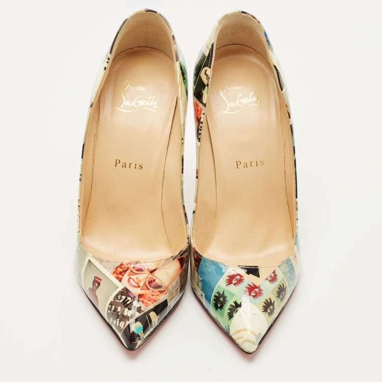 Pre Owned Christian Louboutin Multicolor Patent Leather Pigalle Follies Pumps Size 37