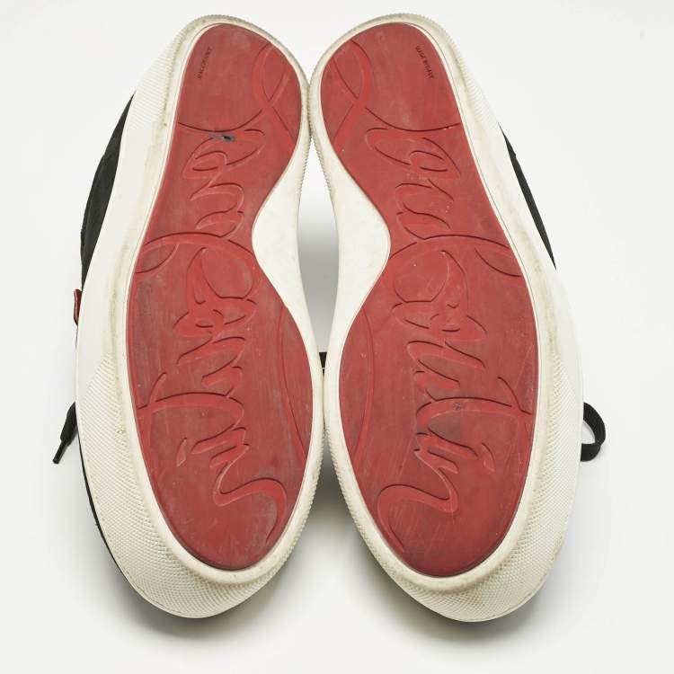 Pre Owned Christian Louboutin Black Suede Happyrui Spikes Sneakers Size 45