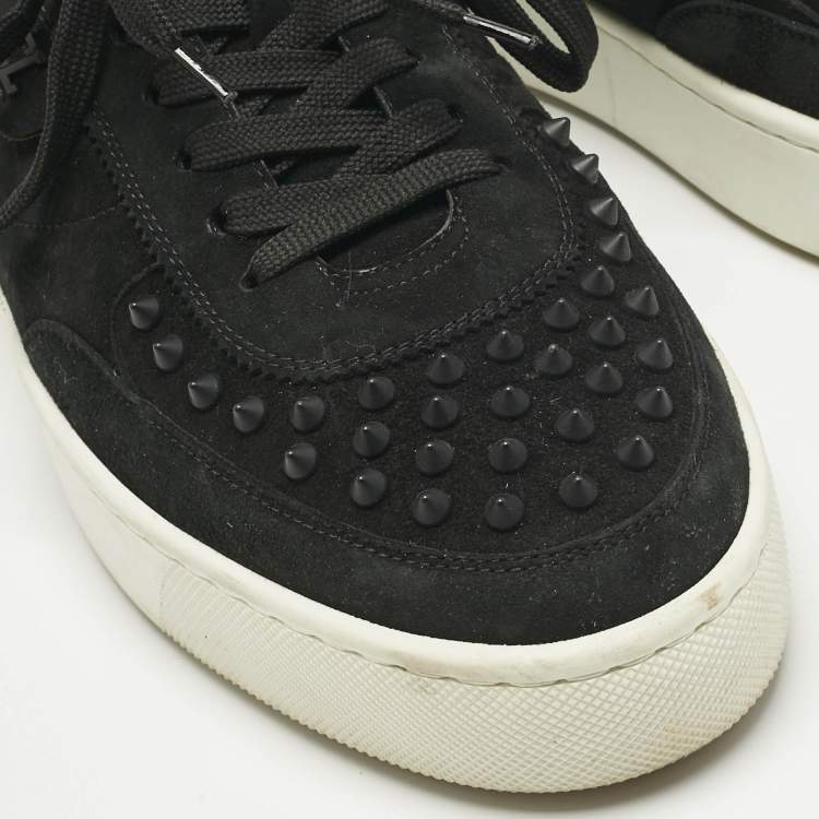 Pre Owned Christian Louboutin Black Suede Happyrui Spikes Sneakers Size 45