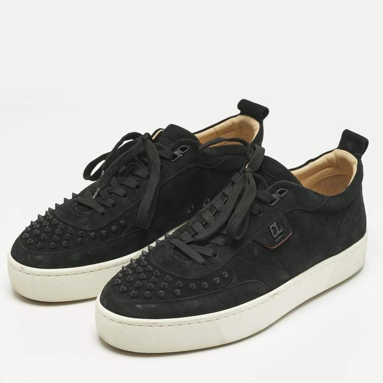 Pre Owned Christian Louboutin Black Suede Happyrui Spikes Sneakers Size 45