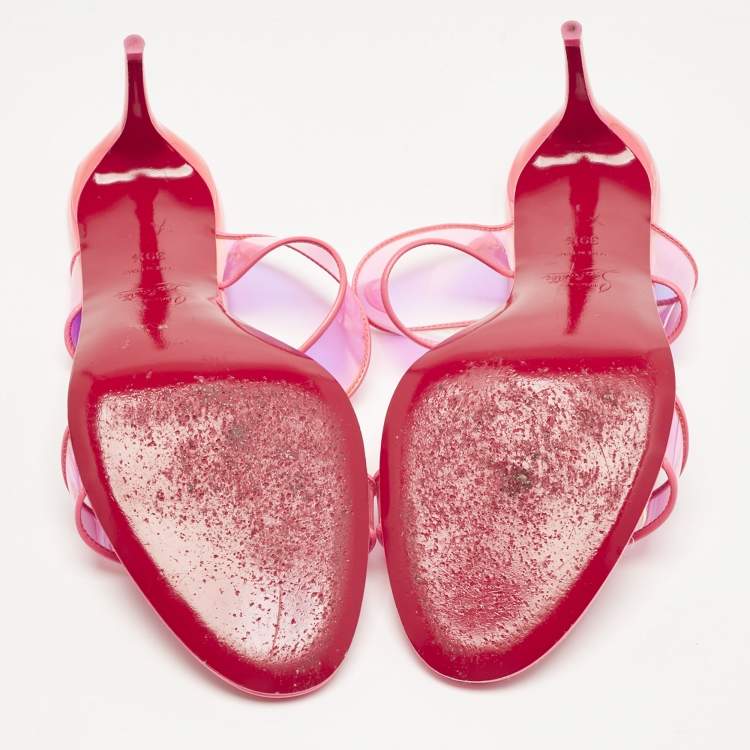 Pre Owned Christian Louboutin Pink PVC Just Loubi Slide Sandals Size 39.5