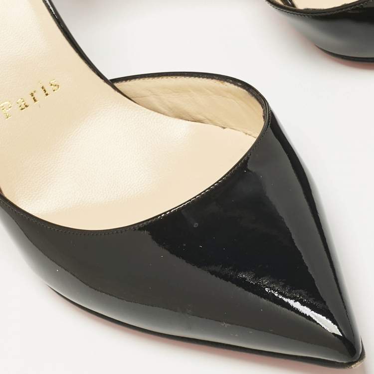 Pre Owned Christian Louboutin Black Patent Leather Iriza Pumps Size 38