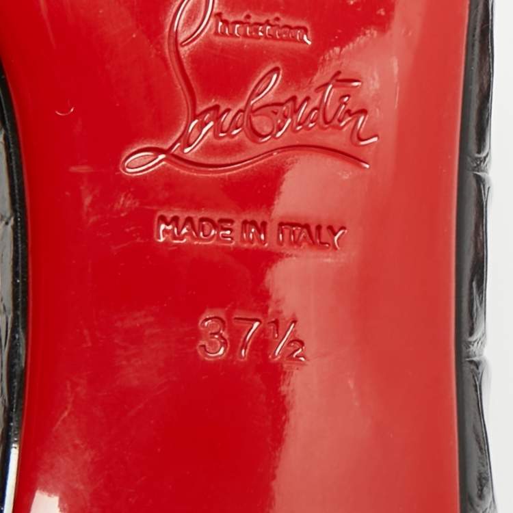 Pre Owned Christian Louboutin Croco Embossed Leather Iriza Ballet Flats Size 37.5