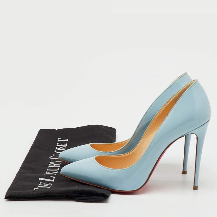 Pre Owned Christian Louboutin Light Blue Patent Leather Pigalle Follies Pumps Size 36