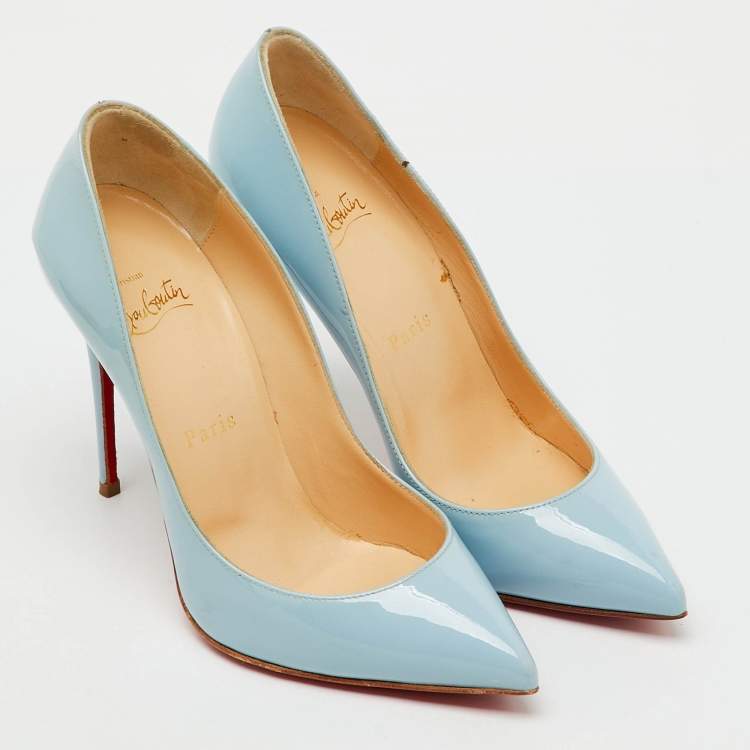 Pre Owned Christian Louboutin Light Blue Patent Leather Pigalle Follies Pumps Size 36