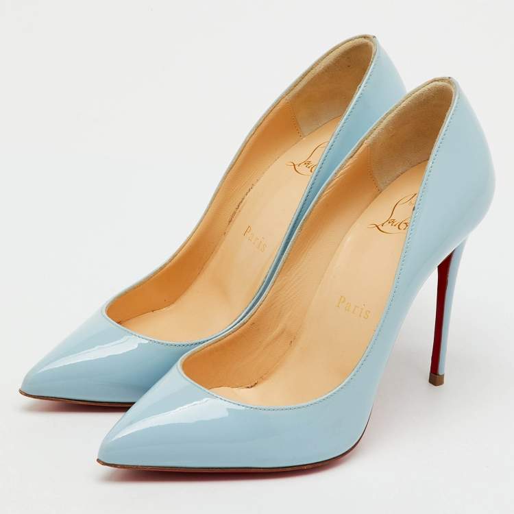 Pre Owned Christian Louboutin Light Blue Patent Leather Pigalle Follies Pumps Size 36