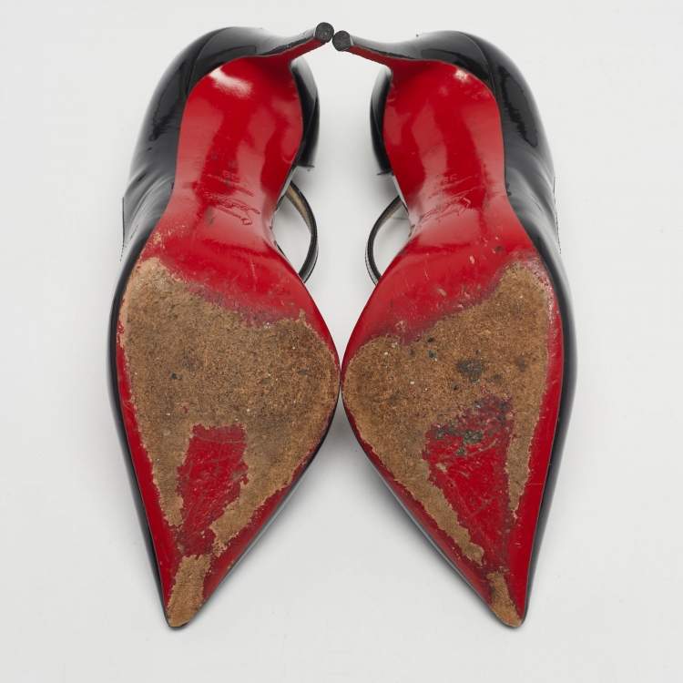 Pre Owned Christian Louboutin Black Patent Leather Jumping D'orsay Pumps Size 39