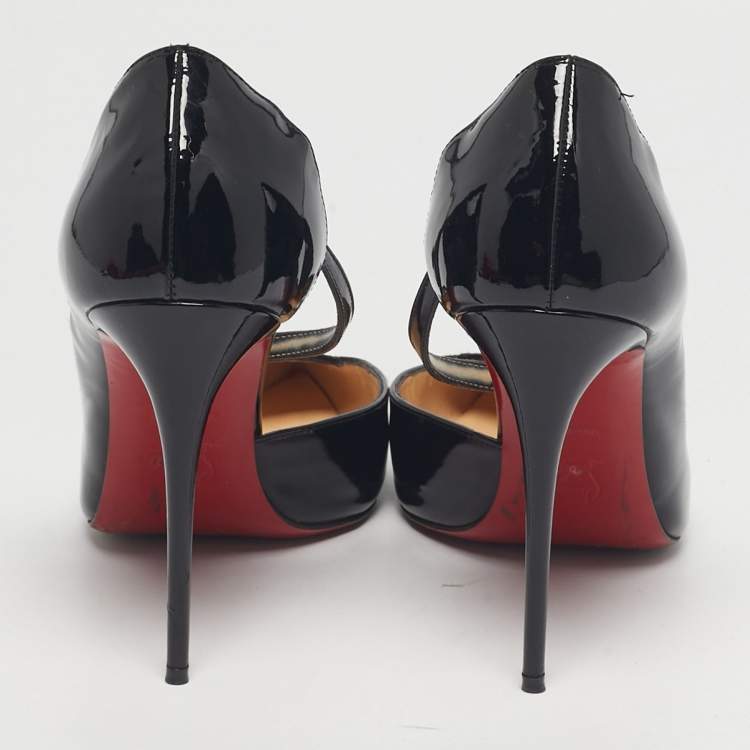 Pre Owned Christian Louboutin Black Patent Leather Jumping D'orsay Pumps Size 39