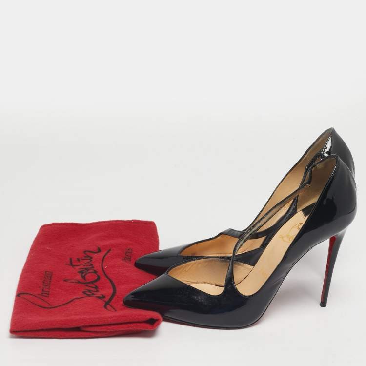 Pre Owned Christian Louboutin Black Patent Leather Jumping D'orsay Pumps Size 39