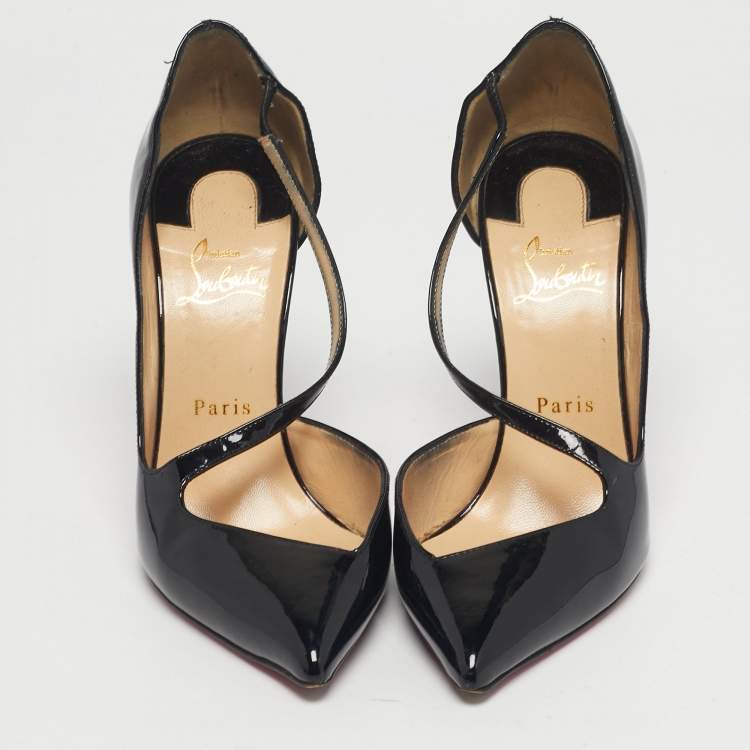 Pre Owned Christian Louboutin Black Patent Leather Jumping D'orsay Pumps Size 39