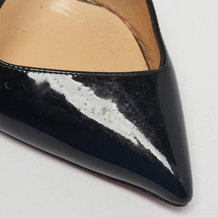 Pre Owned Christian Louboutin Black Patent Leather Jumping D'orsay Pumps Size 39