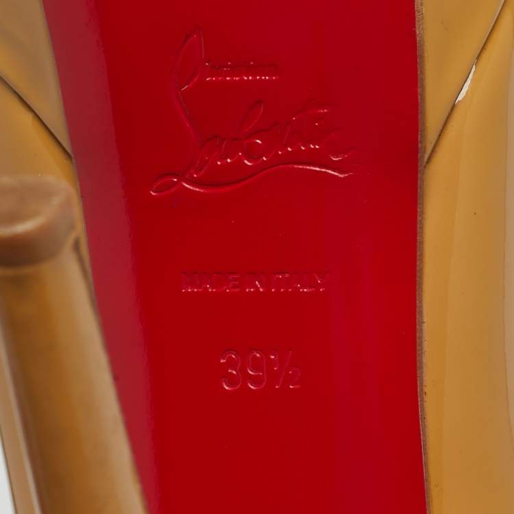 Pre Owned Christian Louboutin Beige Patent Leather Bianca Platform Pumps Size 39.5
