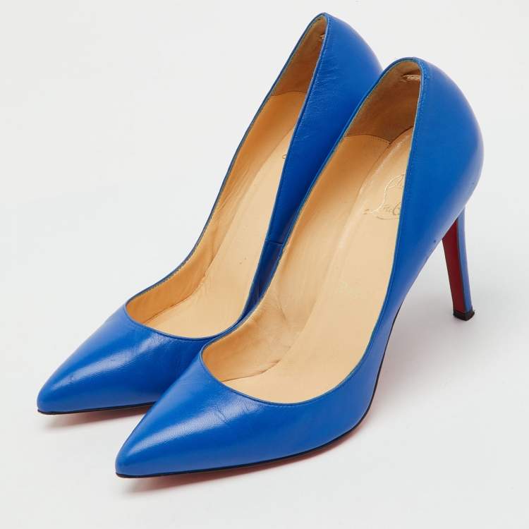 Pre Owned Christian Louboutin Blue Leather So Kate Pumps Size 37.5