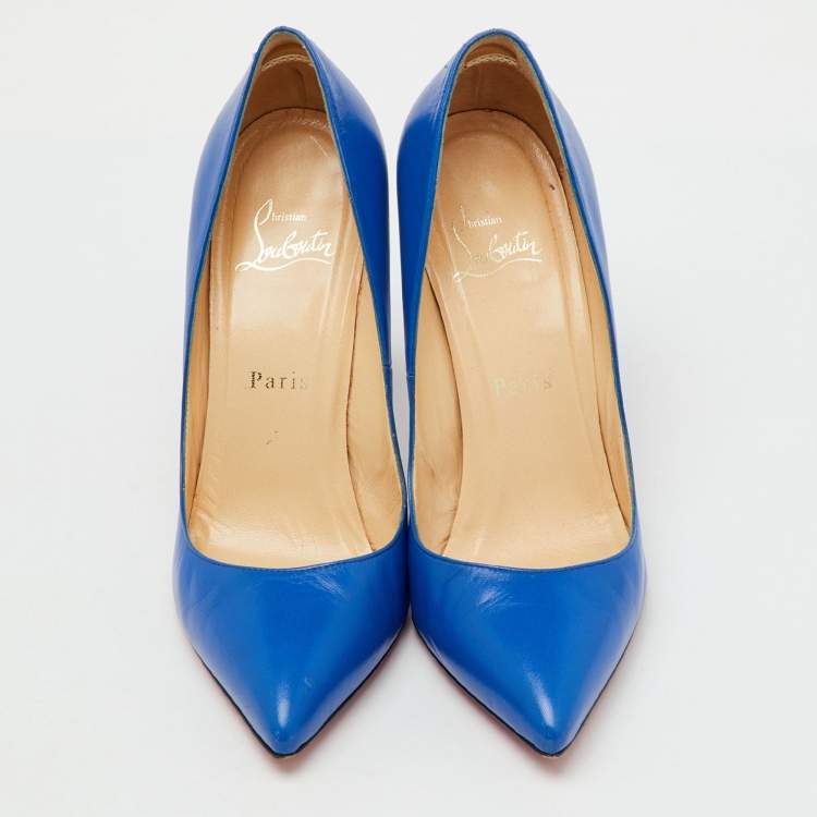 Pre Owned Christian Louboutin Blue Leather So Kate Pumps Size 37.5
