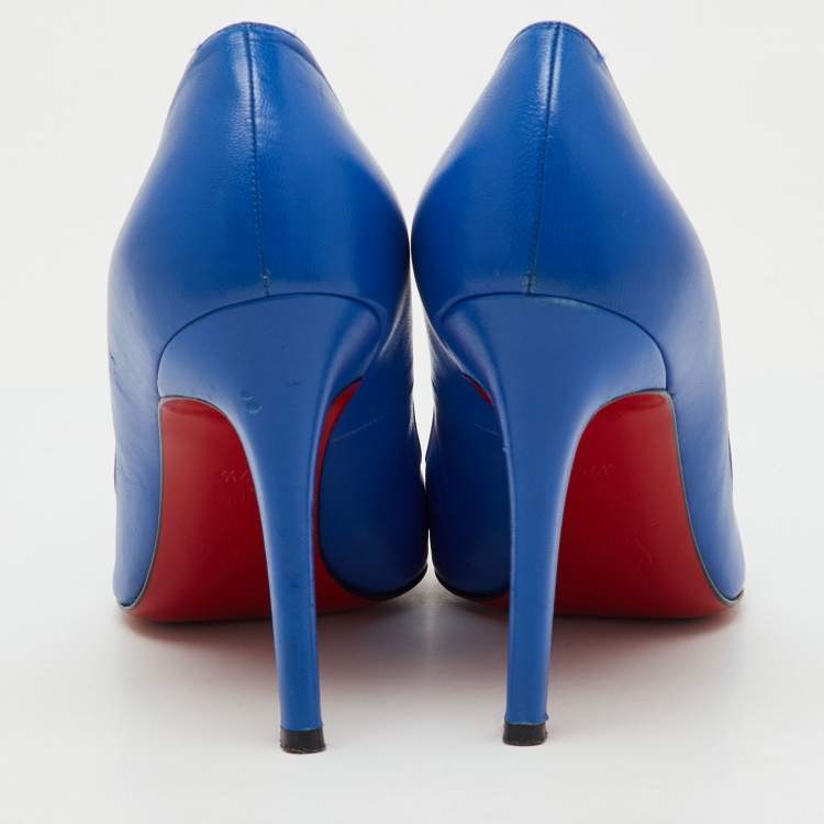 Pre Owned Christian Louboutin Blue Leather So Kate Pumps Size 37.5