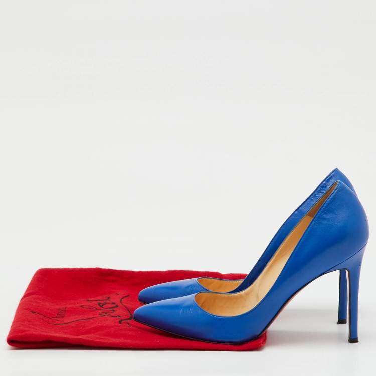 Pre Owned Christian Louboutin Blue Leather So Kate Pumps Size 37.5