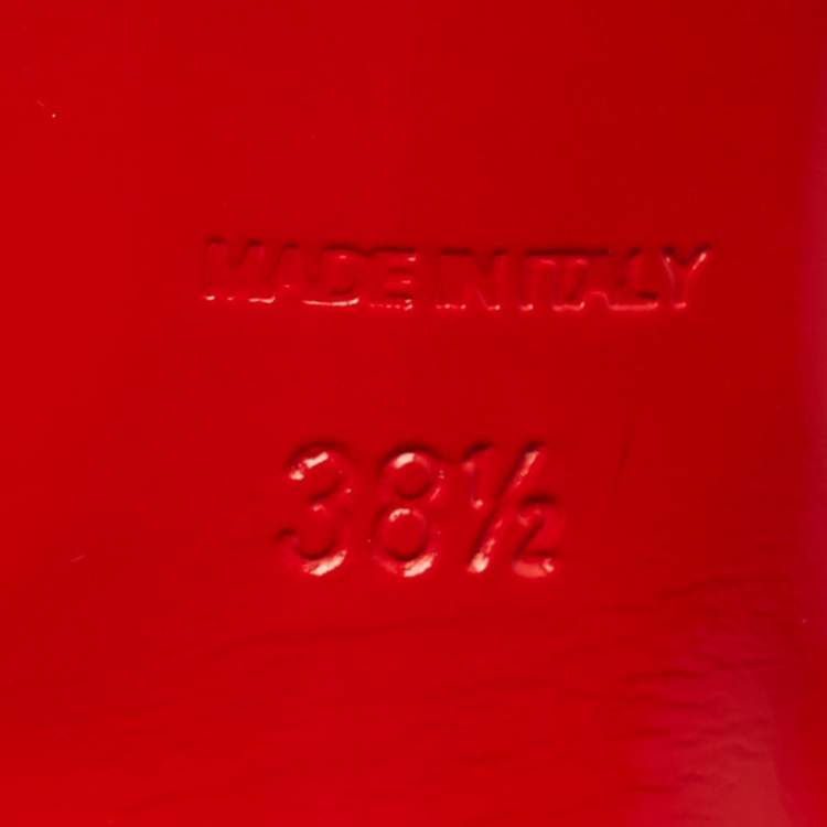 Pre Owned Christian Louboutin Multicolor Patent Leather Pina Spike Ankle Strap Sandals Size 38.5