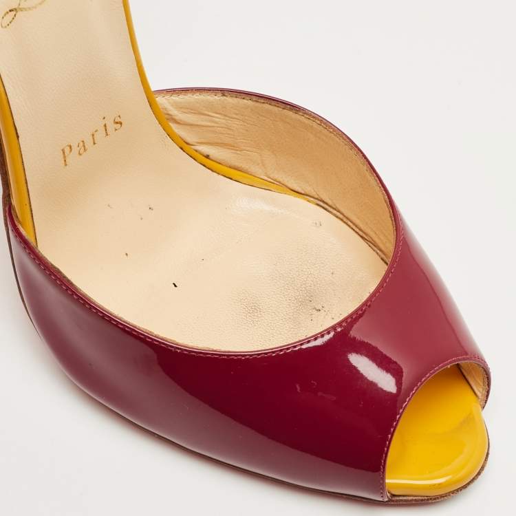 Pre Owned Christian Louboutin Multicolor Patent Leather Pina Spike Ankle Strap Sandals Size 38.5