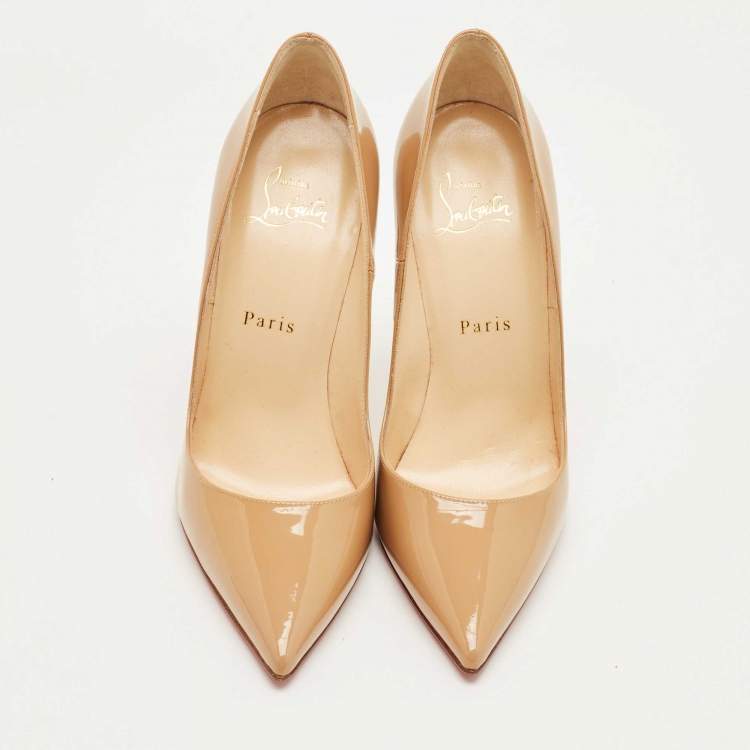 Pre Owned Christian Louboutin Beige Patent Leather So Kate Pumps Size 37.5