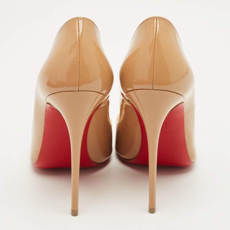 Pre Owned Christian Louboutin Beige Patent Leather So Kate Pumps Size 37.5