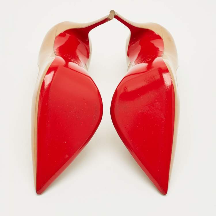 Pre Owned Christian Louboutin Beige Patent Leather So Kate Pumps Size 37.5