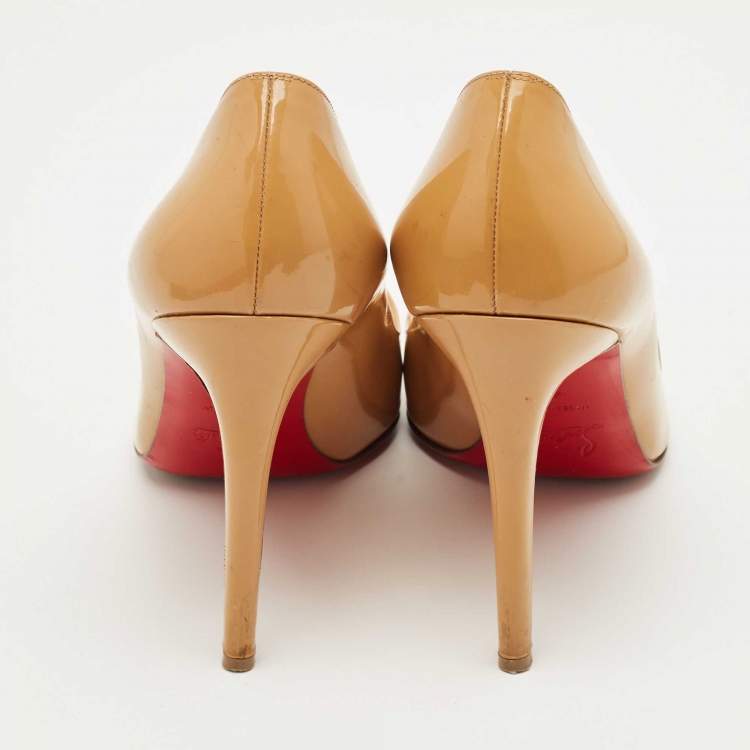 Pre Owned Christian Louboutin Beige Patent Leather So Kate Pumps Size 41