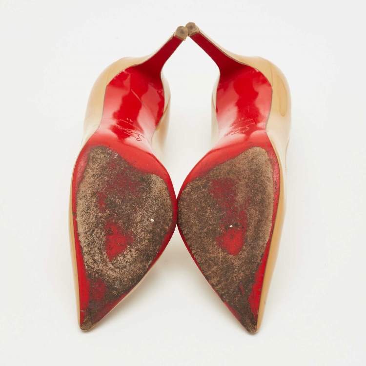 Pre Owned Christian Louboutin Beige Patent Leather So Kate Pumps Size 41