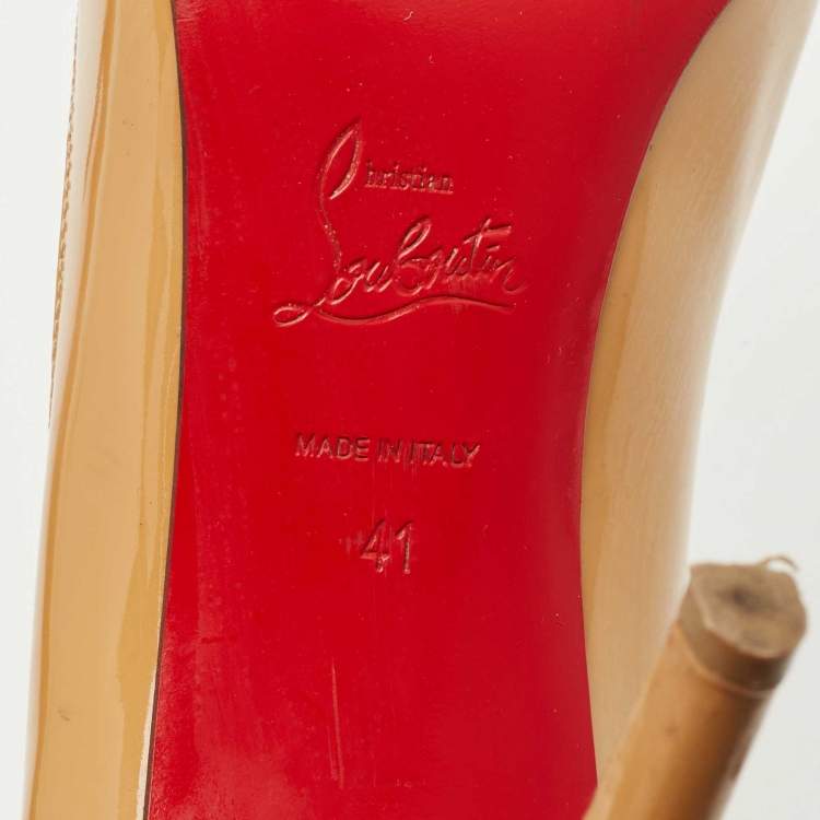 Pre Owned Christian Louboutin Beige Patent Leather So Kate Pumps Size 41