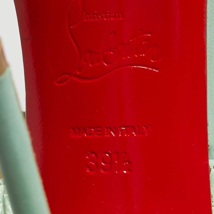 Pre Owned Christian Louboutin Green Alligator Leather Sova Ankle Strap Sandals Size 39.5