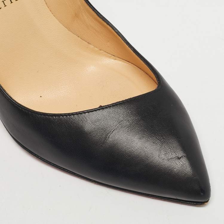 Pre Owned Christian Louboutin Black Leather Corneille Pumps Size 39