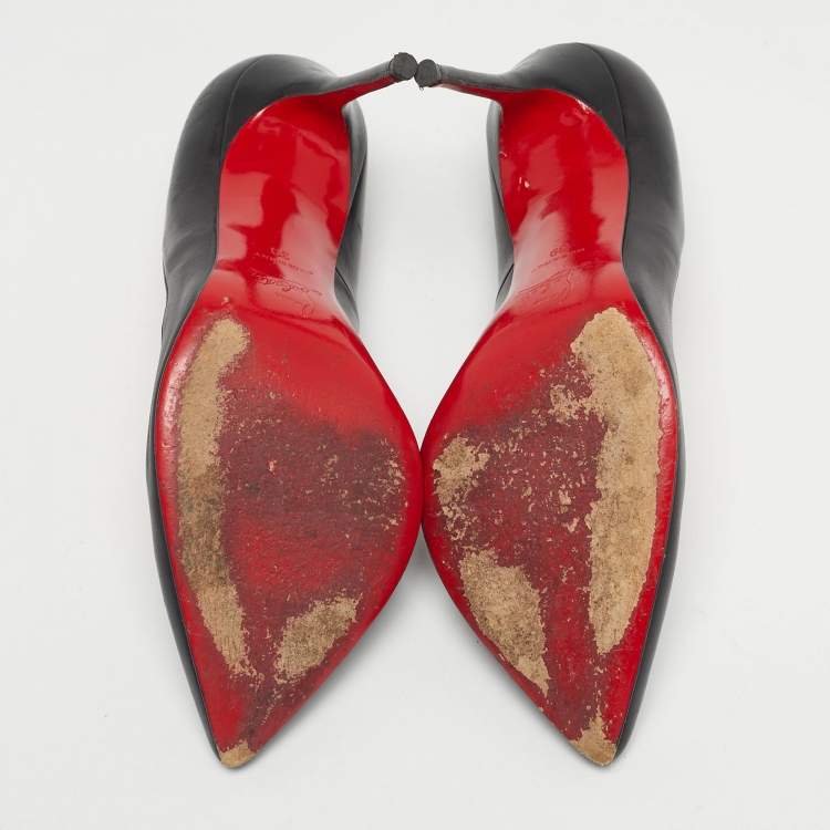 Pre Owned Christian Louboutin Black Leather Corneille Pumps Size 39