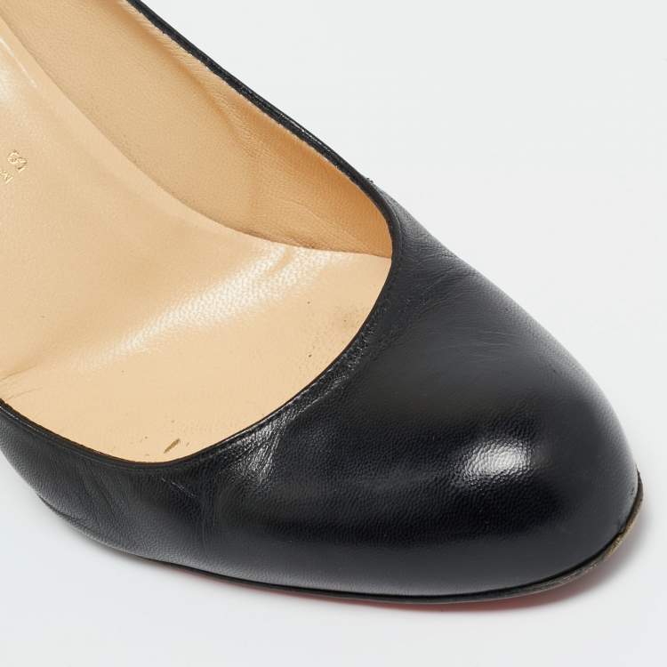 Pre Owned Christian Louboutin Black Leather New Simple Pumps Size 38.5