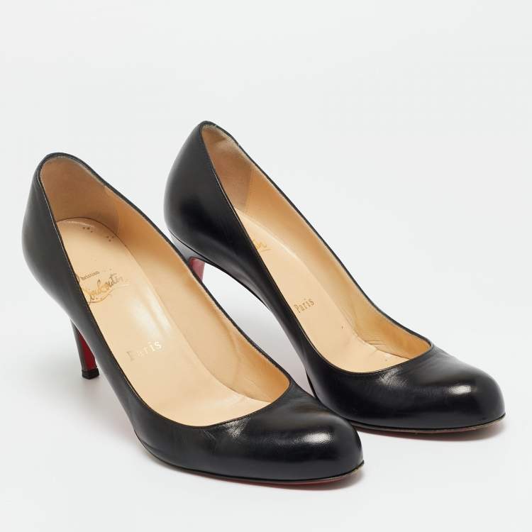 Pre Owned Christian Louboutin Black Leather New Simple Pumps Size 38.5
