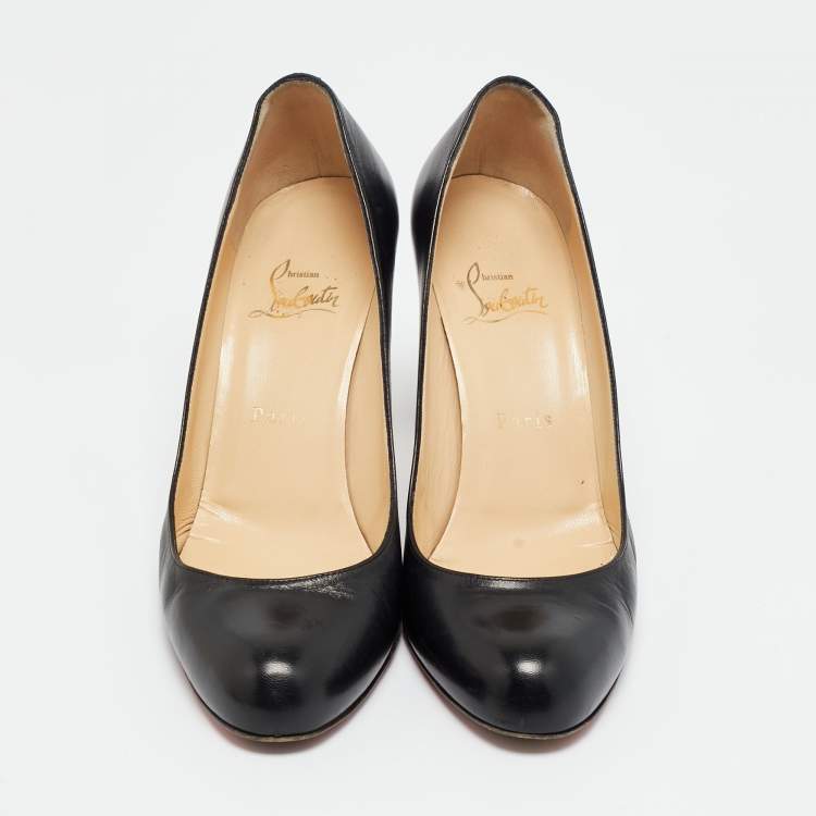 Pre Owned Christian Louboutin Black Leather New Simple Pumps Size 38.5