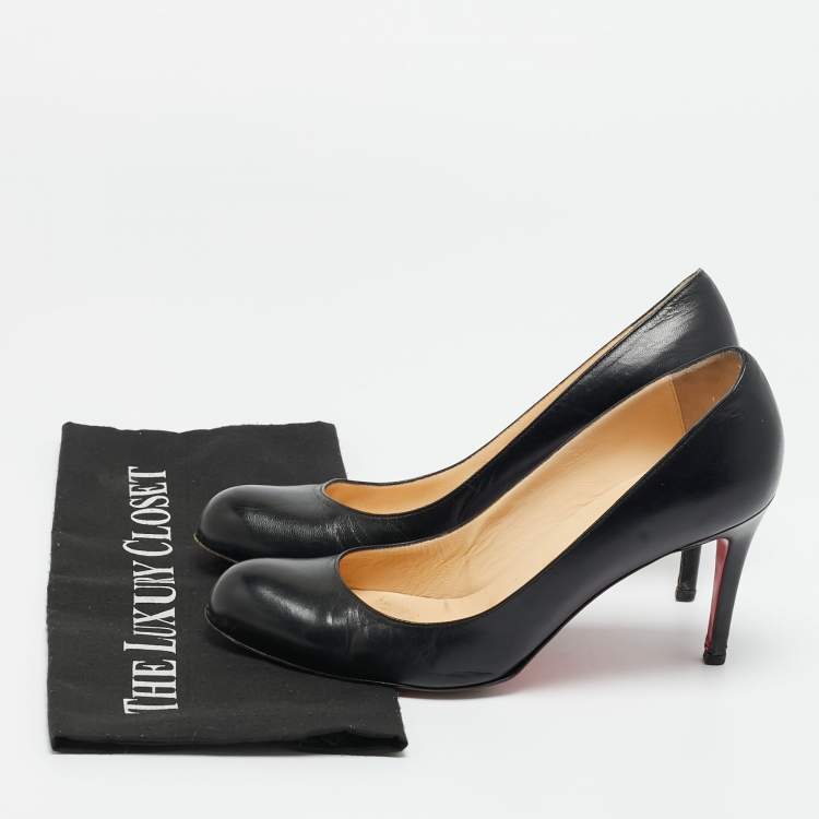 Pre Owned Christian Louboutin Black Leather New Simple Pumps Size 38.5