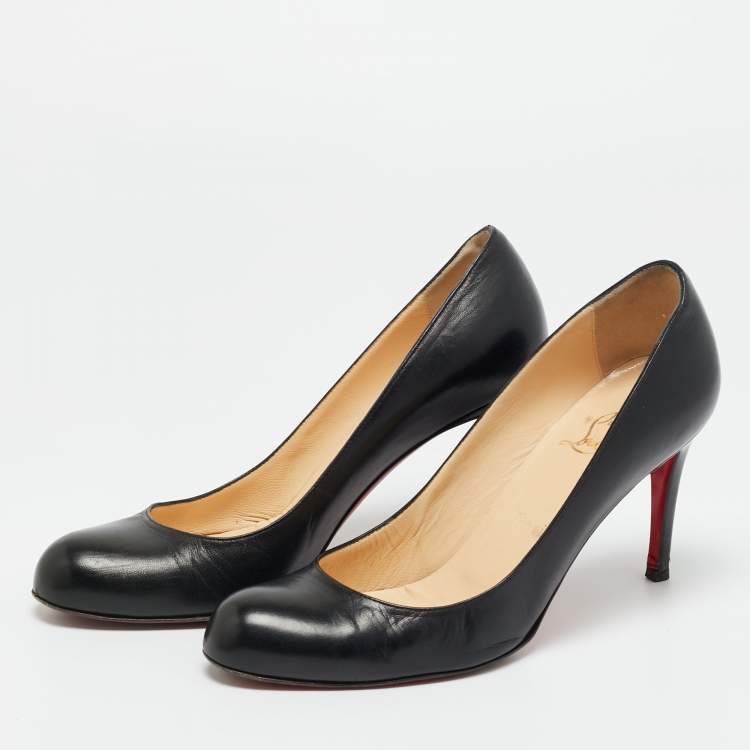 Pre Owned Christian Louboutin Black Leather New Simple Pumps Size 38.5