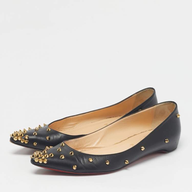 Pre Owned Christian Louboutin Black Leather Malabar Hill Ballet Flats Size 40