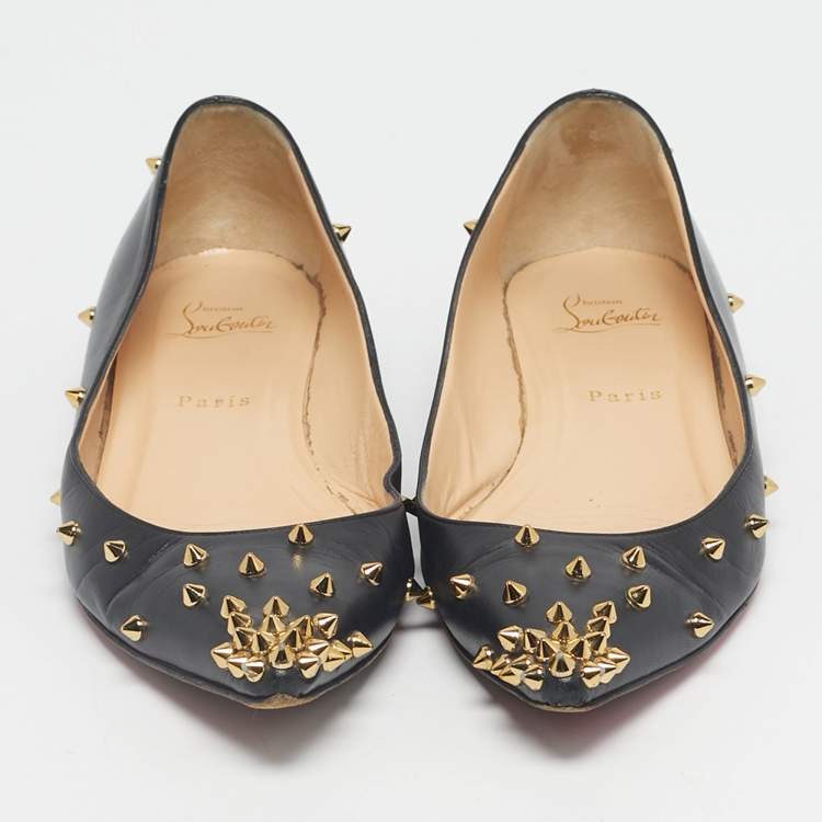 Pre Owned Christian Louboutin Black Leather Malabar Hill Ballet Flats Size 40