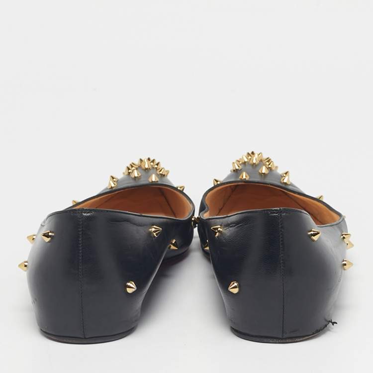 Pre Owned Christian Louboutin Black Leather Malabar Hill Ballet Flats Size 40