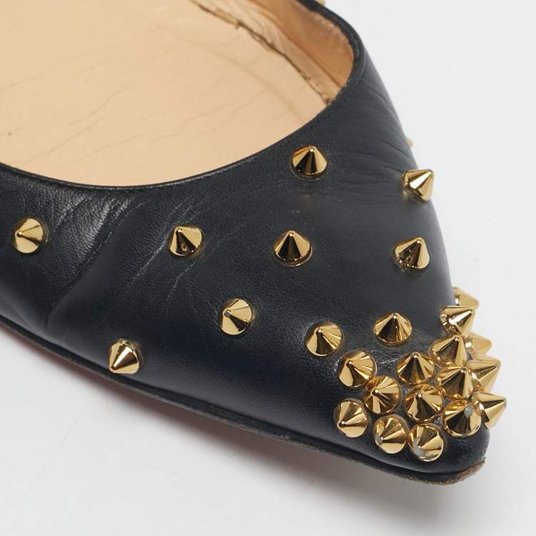 Pre Owned Christian Louboutin Black Leather Malabar Hill Ballet Flats Size 40