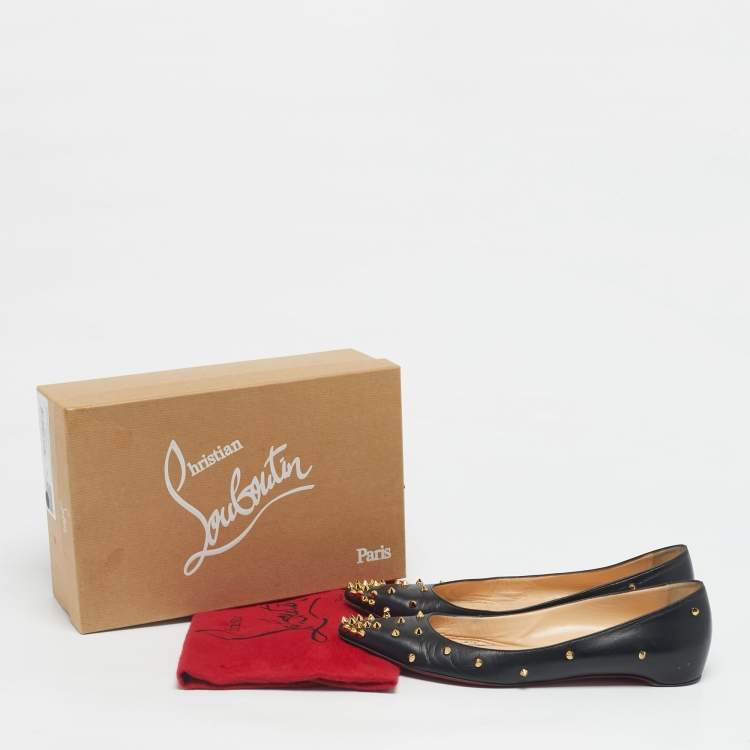 Pre Owned Christian Louboutin Black Leather Malabar Hill Ballet Flats Size 40