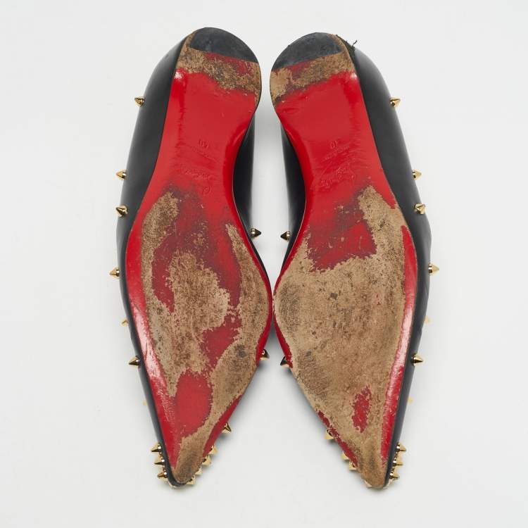 Pre Owned Christian Louboutin Black Leather Malabar Hill Ballet Flats Size 40