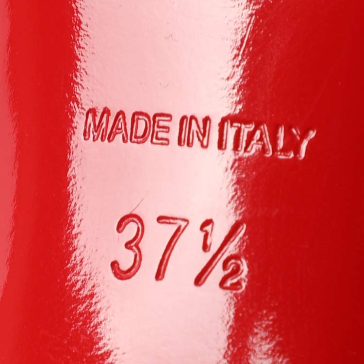 Pre Owned Christian Louboutin Beige Patent Leather Pyrami Pumps Size 37.5