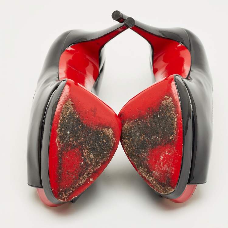 مملوكة مسبقًا Christian Louboutin Black Patent Leather Palais Royal Pumps Size 38