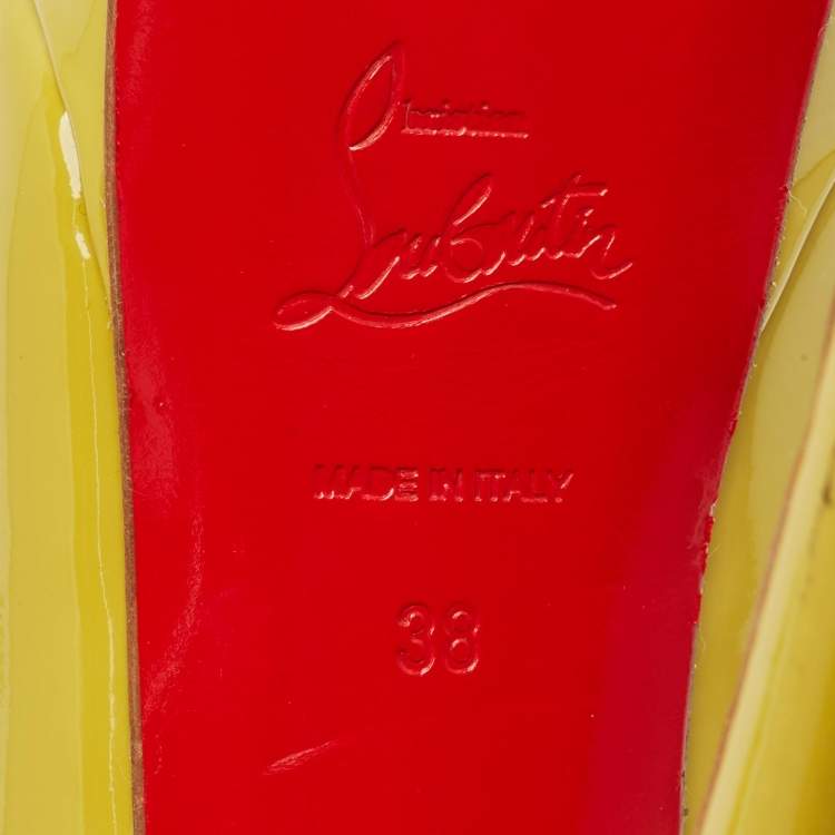 مملوكة مسبقًا Christian Louboutin Green Patent Leather Lady Peep Pumps Size 38