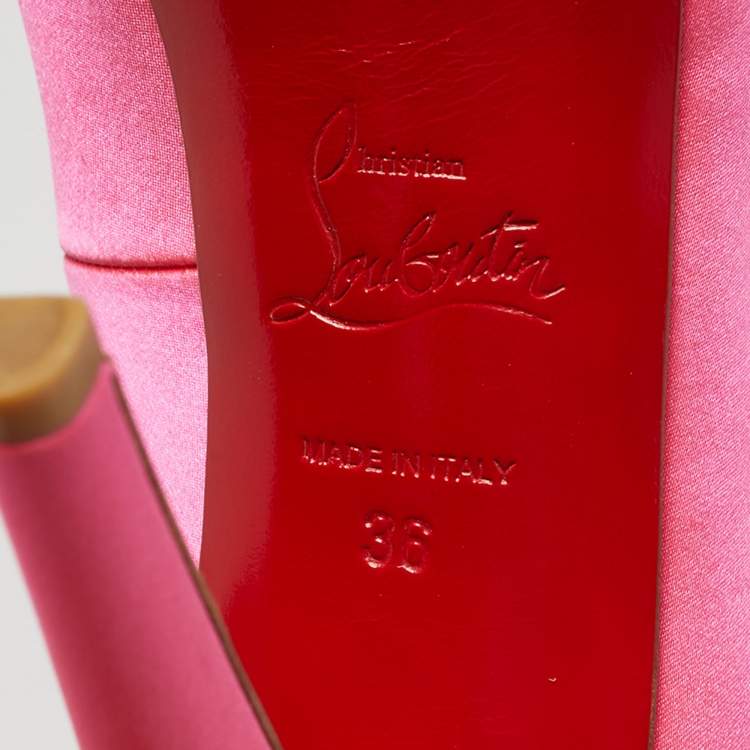 Pre Owned Christian Louboutin Pink Satin Lady Peep Peep Toe Pumps Size 36