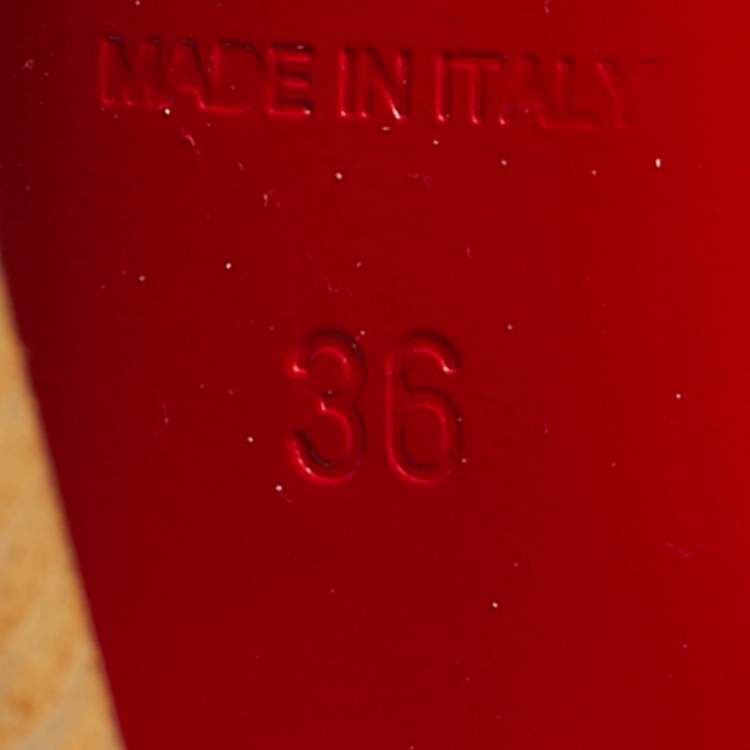 Pre Owned Christian Louboutin Beige Leather Cut Out Pampas Peep Toe Pumps Size 36